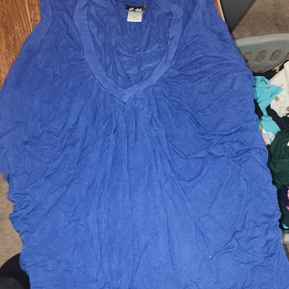 FIRM PRICE Dots Royal Blue V-Neck Blouse